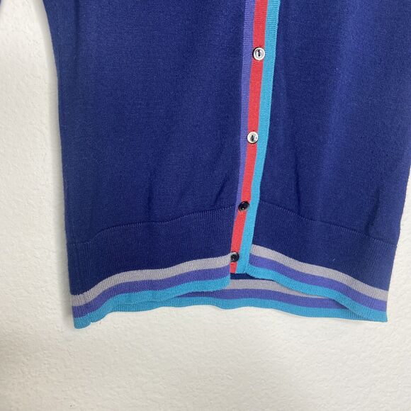Halogen Navy Striped Detail Cardigan Sz M - Picture 4 of 6